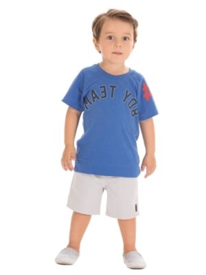 Conjunto Up Baby e peças Bermuda e Camiseta Boy Team Azul Menor preço em Conjunto Up Baby e peças Bermuda e Camiseta Boy Team Azul