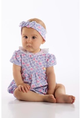 Conjunto com Bata e Short para Bebê Up Baby Roxo