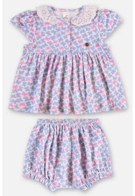 Conjunto com Bata e Short para Bebê Up Baby Roxo