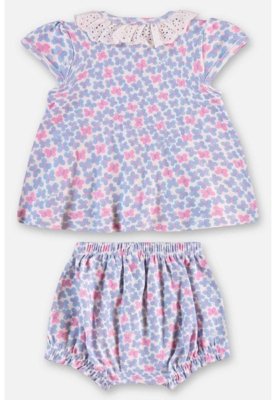 Conjunto com Bata e Short para Bebê Up Baby Roxo