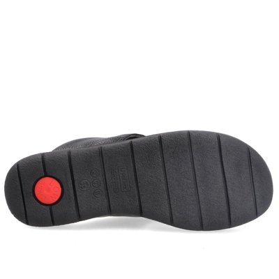 Chinelo Em Couro Preto Com Solado Rasteiro
