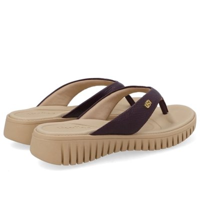 Chinelo Plataforma Couro Roxo
