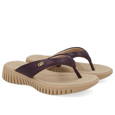 Chinelo Plataforma Couro Roxo