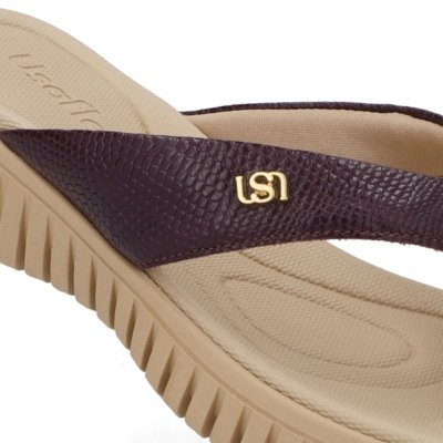 Chinelo Plataforma Couro Roxo