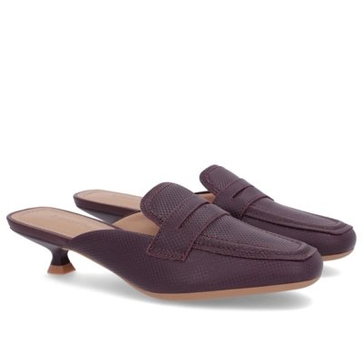 Mule Roxa Couro Salto Kitten