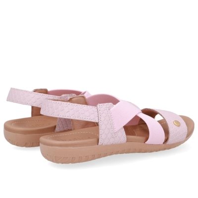 Sandália Rasteira Couro Rosa Tira Elástico