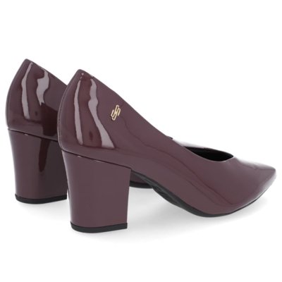 Scarpin Couro Roxo Recorte V