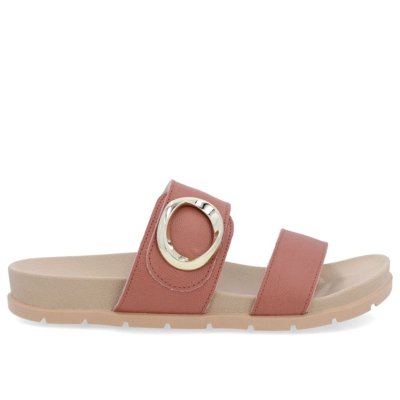 Slide Baixo Couro Rosa Maxi Enfeite