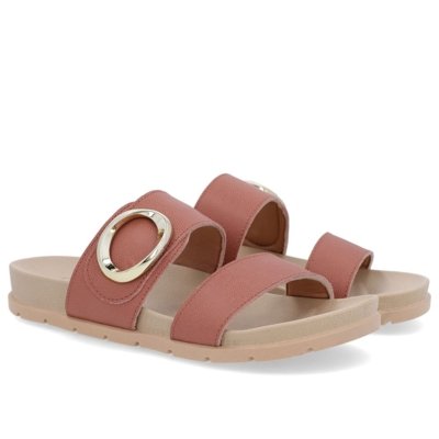 Slide Baixo Couro Rosa Maxi Enfeite