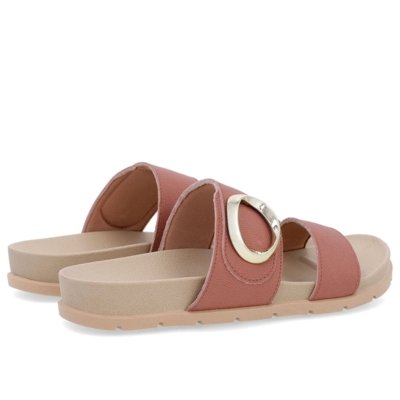Slide Baixo Couro Rosa Maxi Enfeite