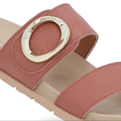 Slide Baixo Couro Rosa Maxi Enfeite