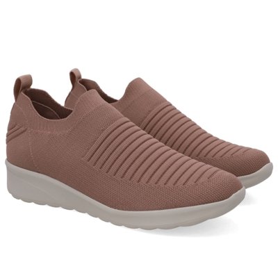 Tênis Slip On Em Tricot Rosa