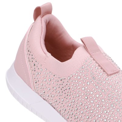 Tênis Slip On Tricot Rosa Strass