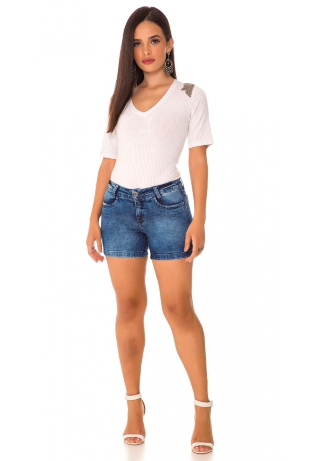 short jeans com meia