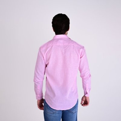 Camisa VersatiOld Linho Custom Fit Rosa Claro