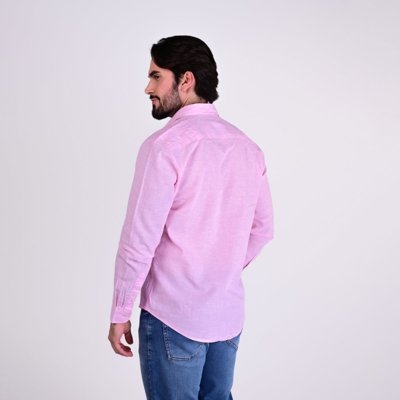 Camisa VersatiOld Linho Custom Fit Rosa Claro