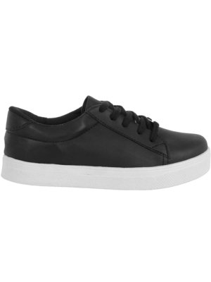 Tenis Feminino Casual Flat Form Sapatenis Todo Preto Via Angel