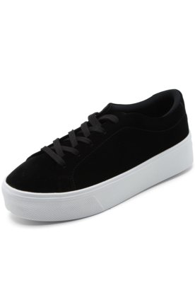 Tênis Flatform VIA UNO Camurça Preto Menor preço em Tênis Flatform VIA UNO Camurça Preto