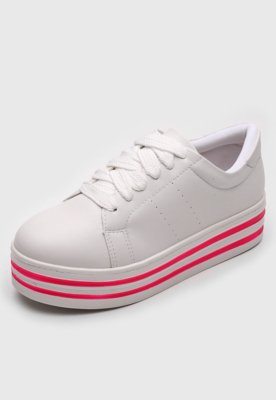 Tênis flatform via uno sales listras branco