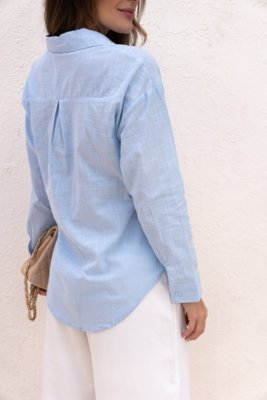 Camisa Atemporal em Linho - Azul
