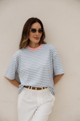 T-Shirt Listrada Lucy - Azul e Rosa