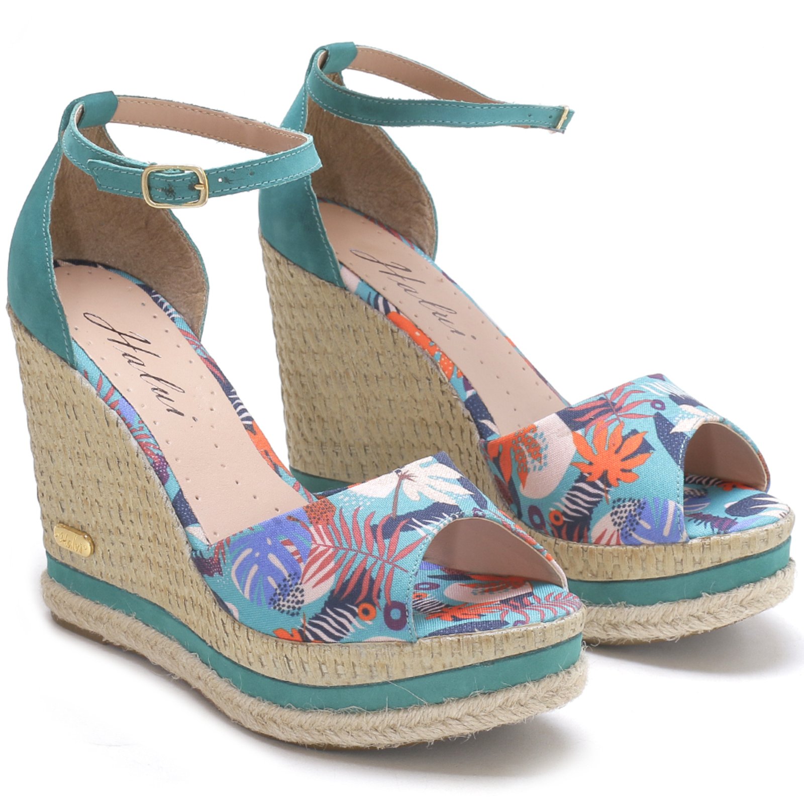 sandalia anabela floral
