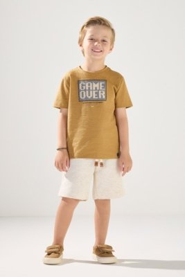 Bermuda Infantil Moletom com Linho Off