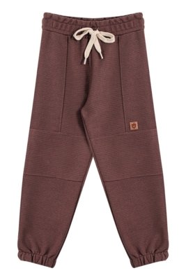 Calça Marrom em Moletom com Nervuras e Recortes