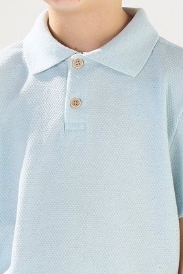 Conjunto Infantil Polo Bordada e Bermuda com Linho