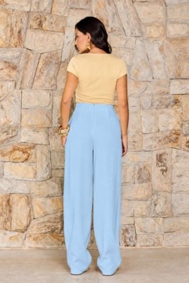 Calça Vanibele Linho Azul