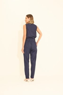 Calça Vanibele Linho Azul Marinho