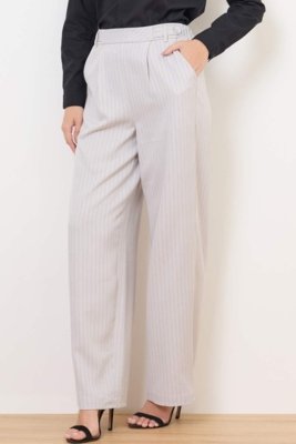 Calça Vanibele Risca de Giz Cinza