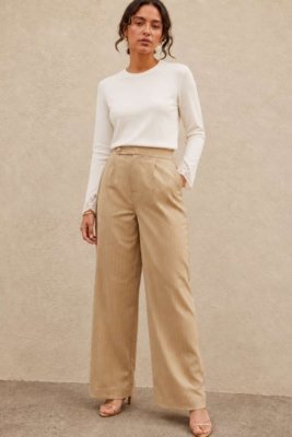 Calça Vanibele Risca de Giz Nude