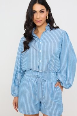 Short Vanibele  Listrado Azul
