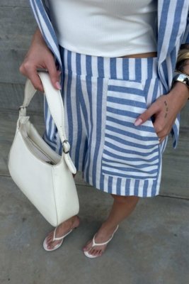 Short Vanibele Listrado Azul