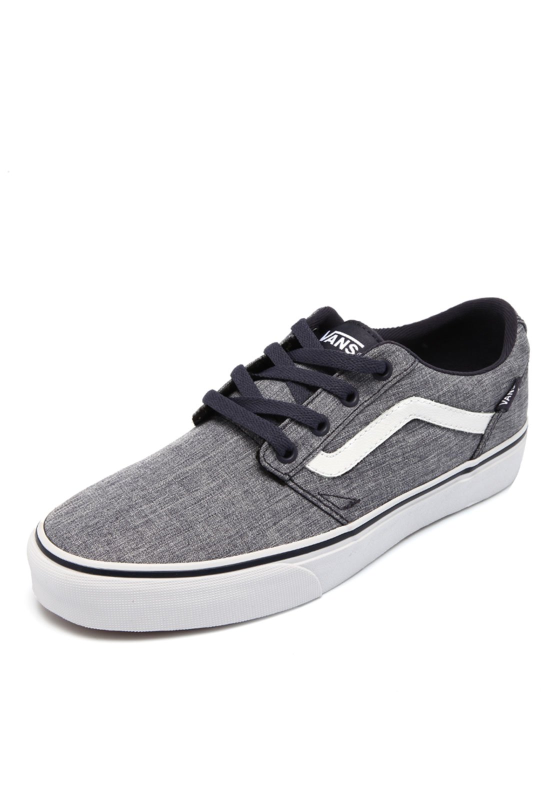 tênis couro vans mn chapman stripe cinza