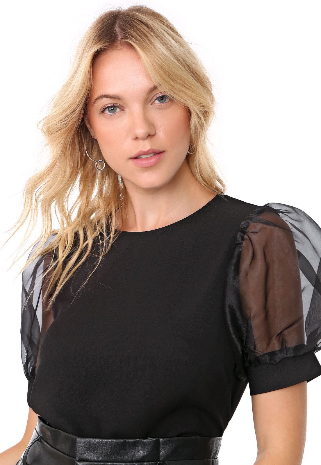 blusa com transparência preta
