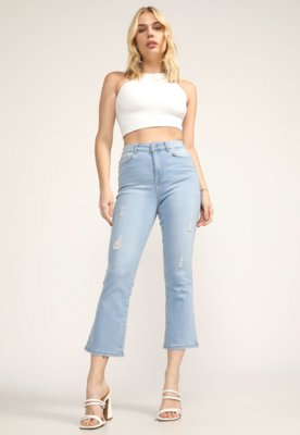 Calça Cropped Jeans Vero Moda Reta Estonada Azul