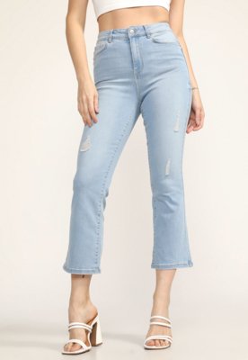 Calça Cropped Jeans Vero Moda Reta Estonada Azul