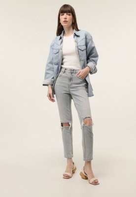 Calça Jeans Vero Moda Slim Destroyed Azul