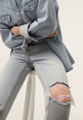 Calça Jeans Vero Moda Slim Destroyed Azul