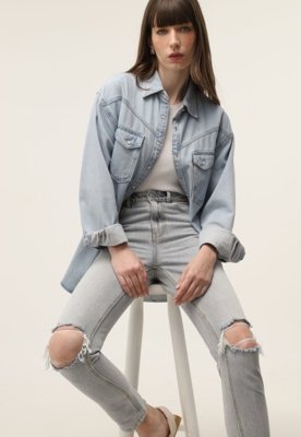 Calça Jeans Vero Moda Slim Destroyed Azul