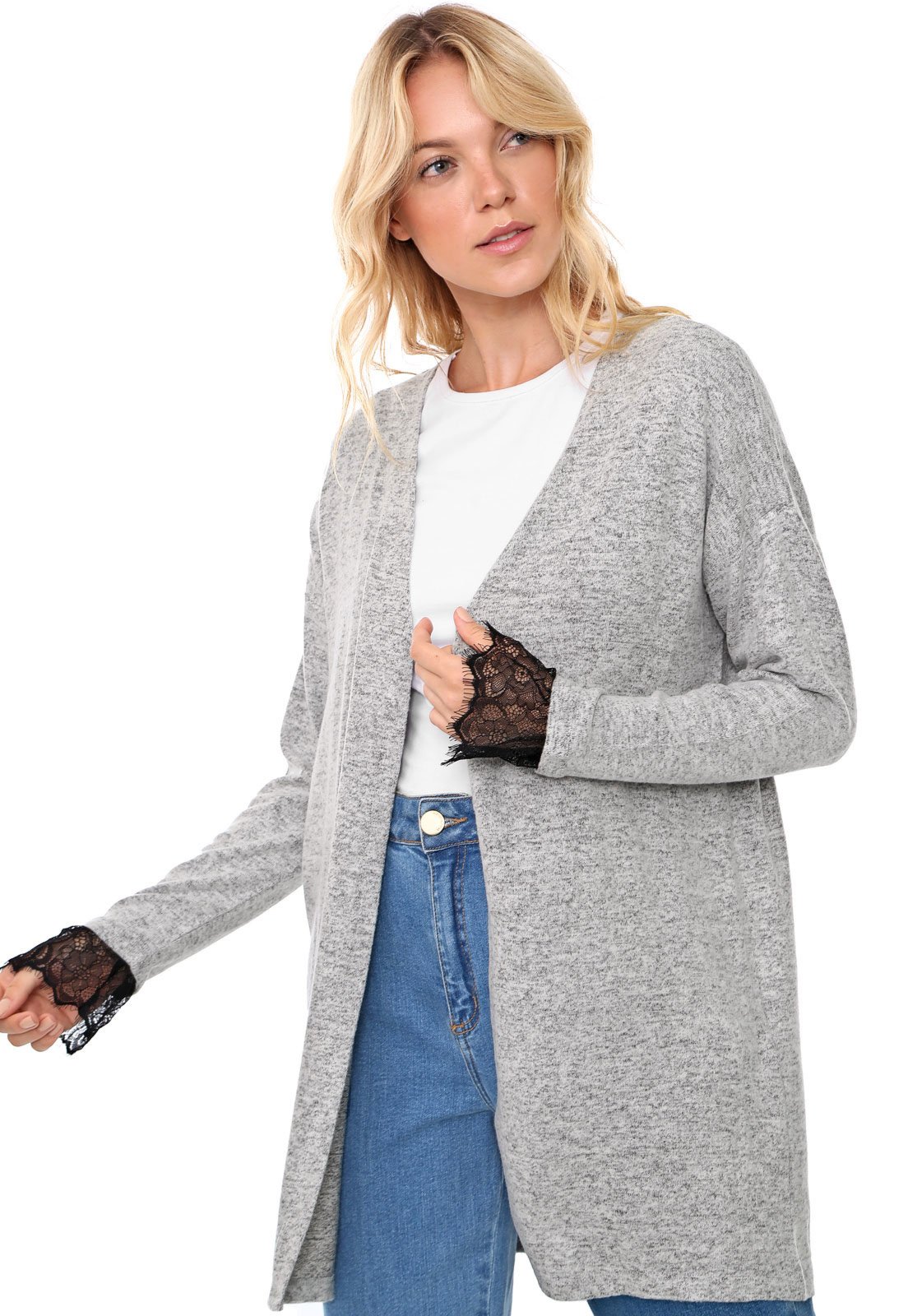 cardigan de renda longo
