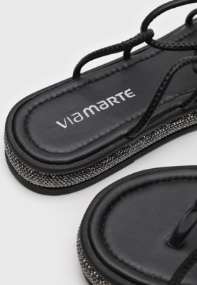 Rasteira Flat Via Marte Hotfix Preta