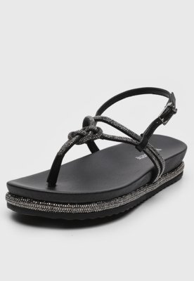 Rasteira Flat Via Marte Hotfix Preta