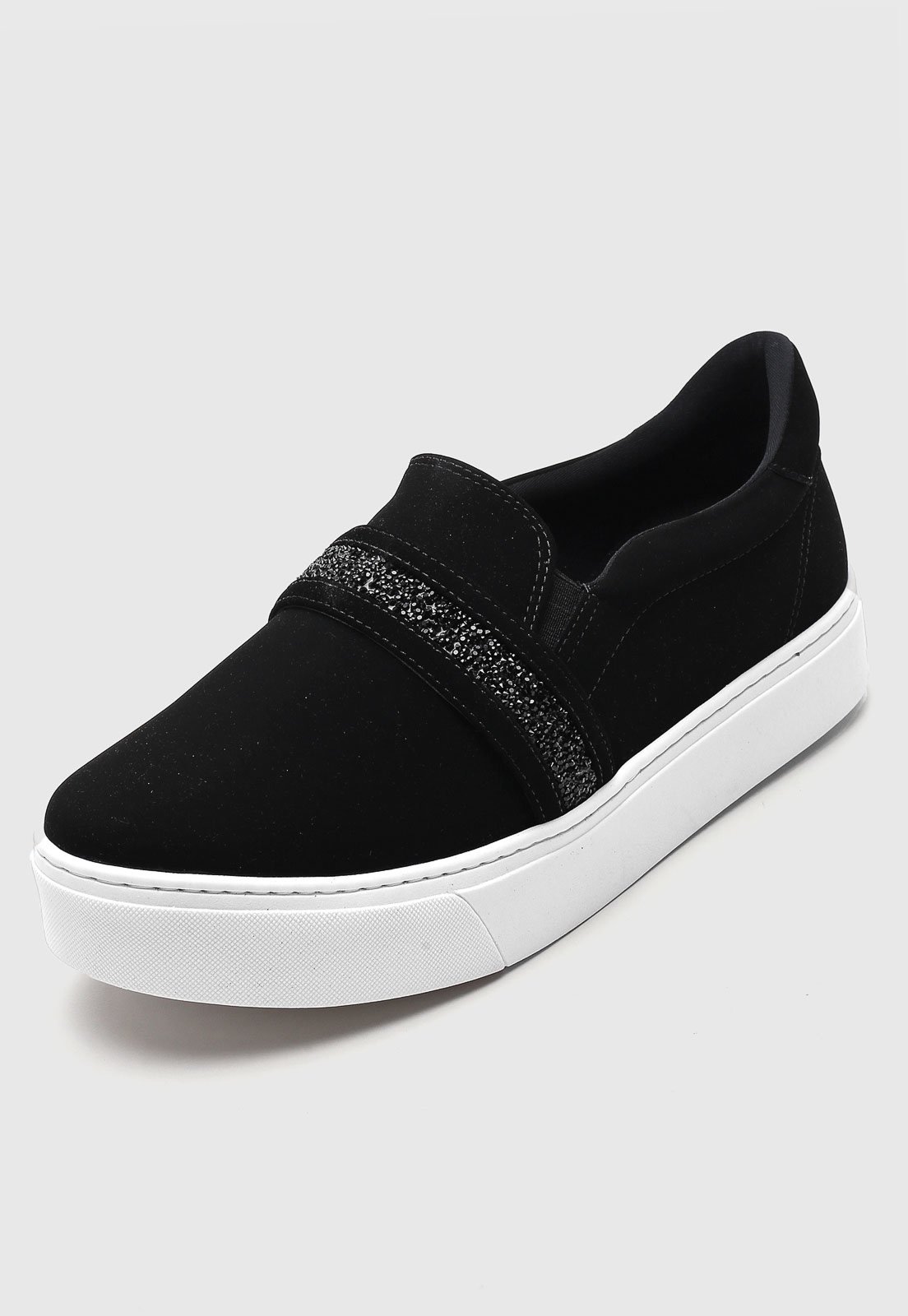 Slip on preto com hot sale pedraria