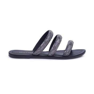 Rasteirinha Feminina Via Miss Strass Verão Preto
