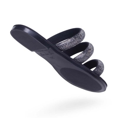 Rasteirinha Feminina Via Miss Strass Verão Preto