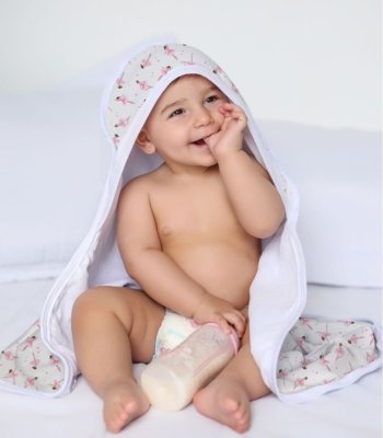 Toalha Com Capuz Bebê Vivaldi Rosa