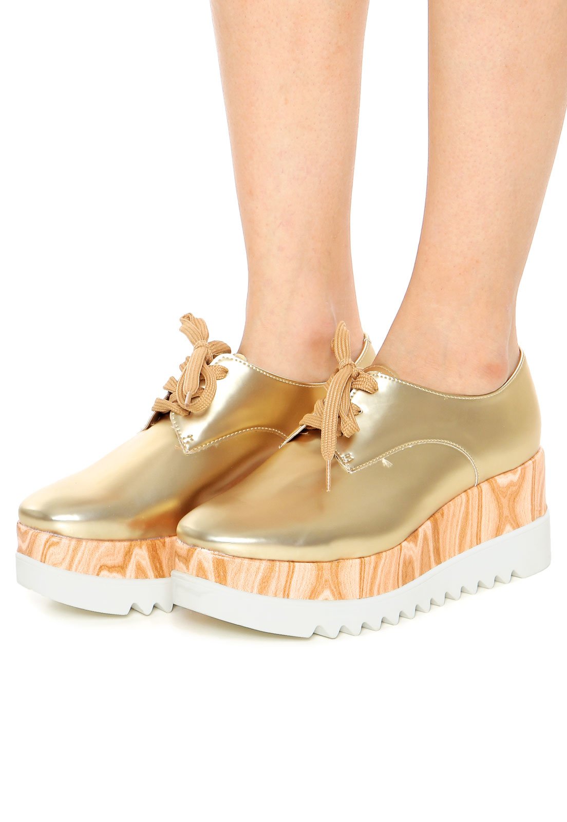 tenis vizzano dourado plataforma
